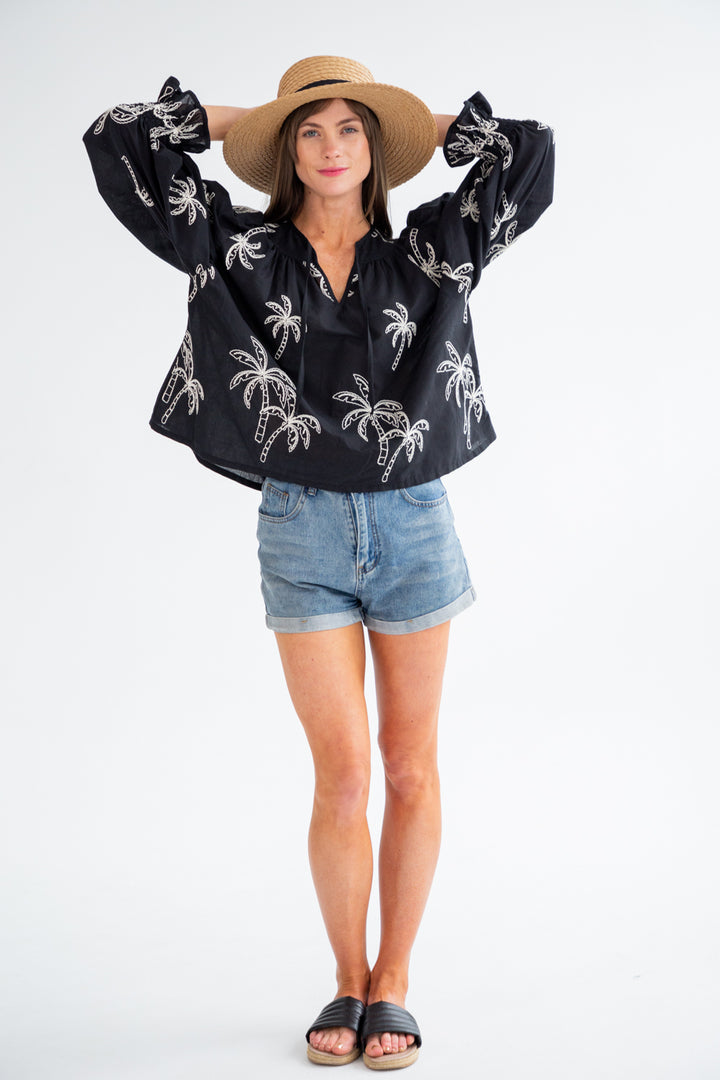 Bali Top Black Palm-TOPS-kindacollection-Kinda