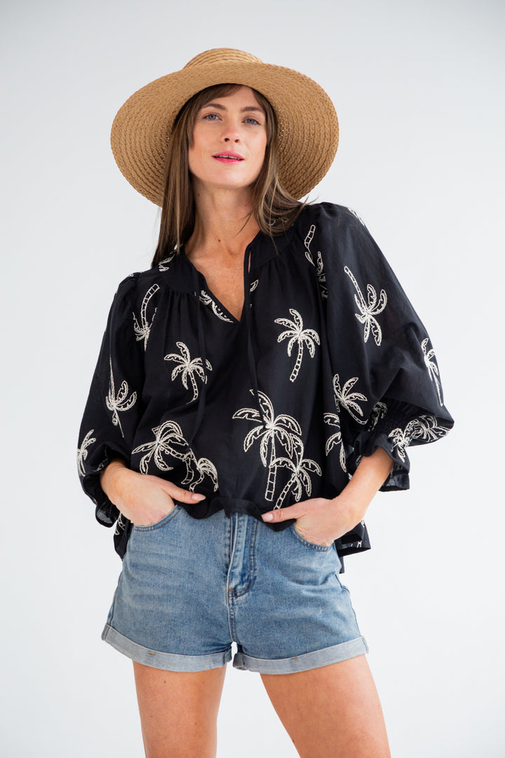 Bali Top Black Palm-TOPS-kindacollection-Kinda