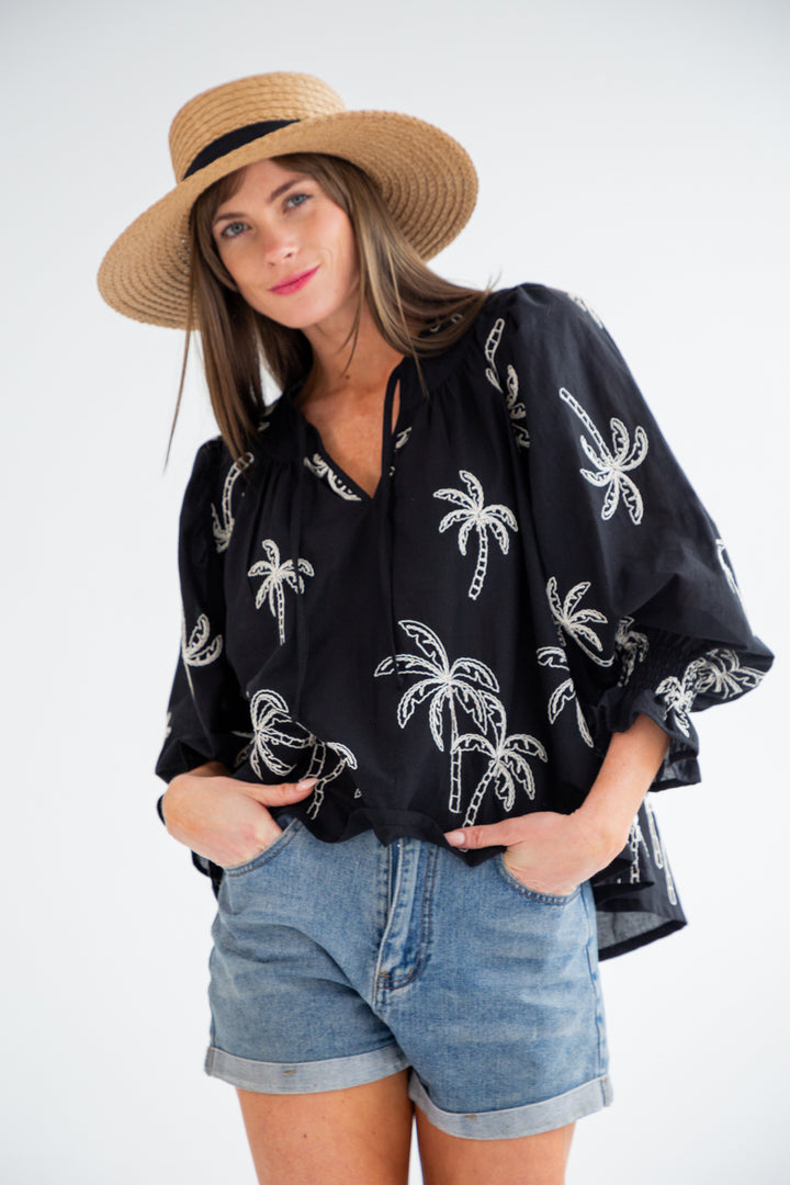 Bali Top Black Palm-TOPS-kindacollection-Kinda