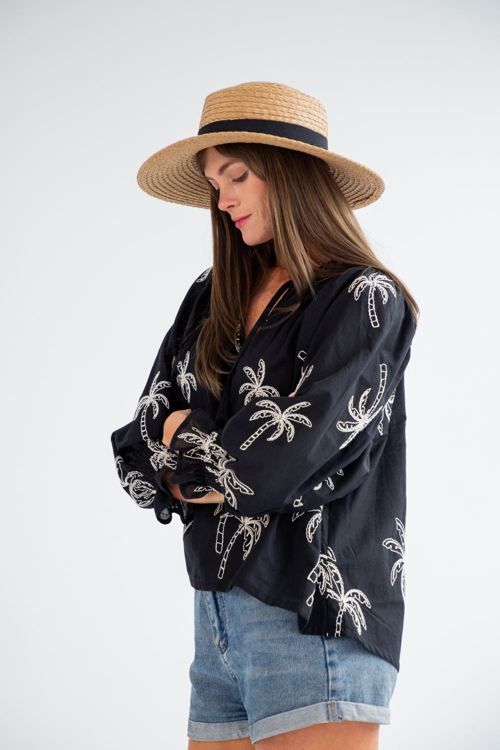 Bali Top Black Palm-TOPS-kindacollection-Kinda