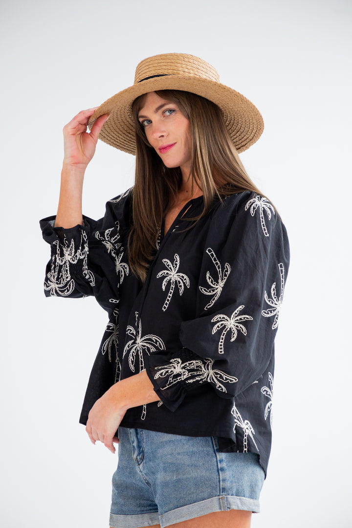 Bali Top Black Palm-TOPS-kindacollection-Kinda