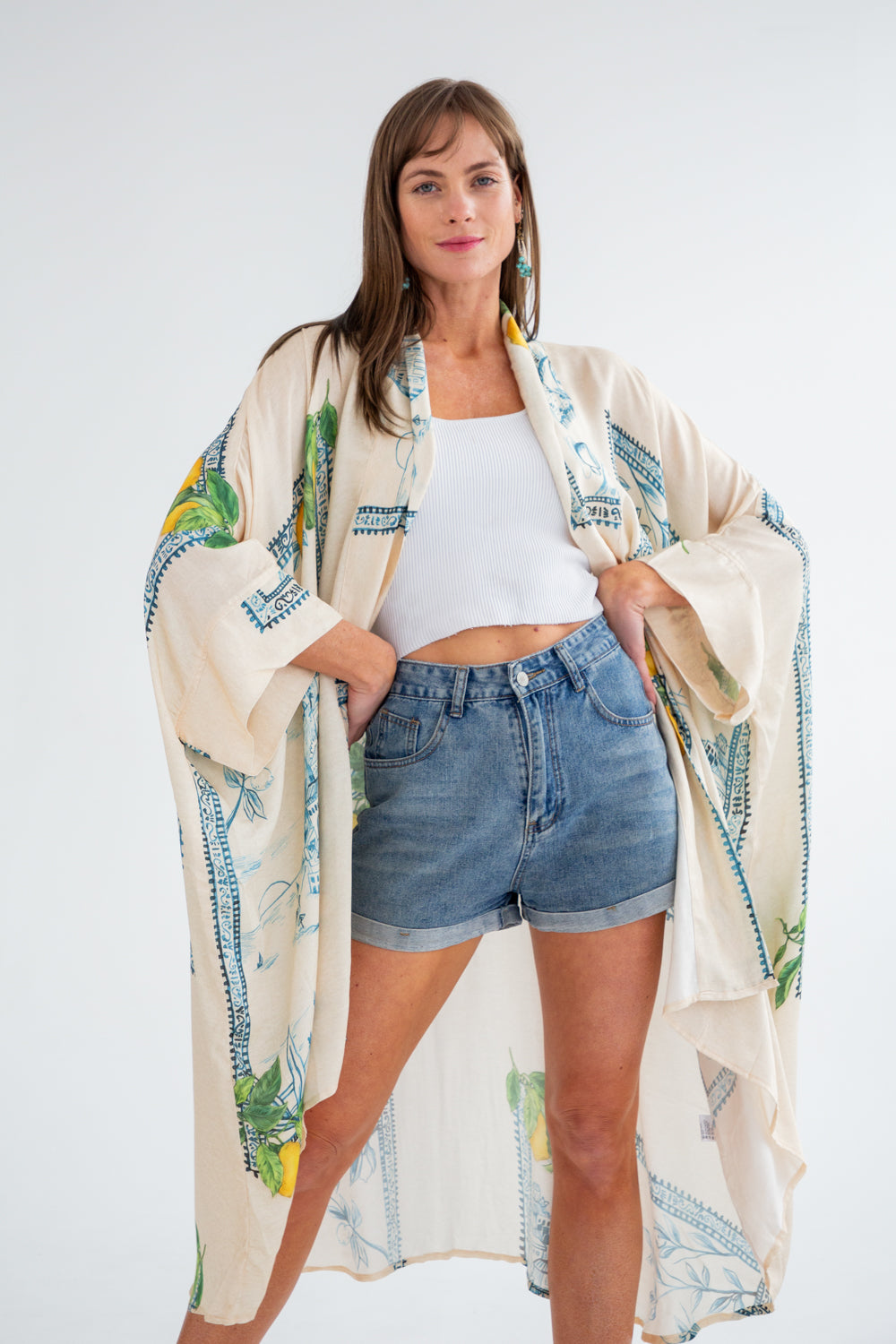 Corfu Kimono Lemon Print-TOPS-Kinda-ONE SIZE-Kinda