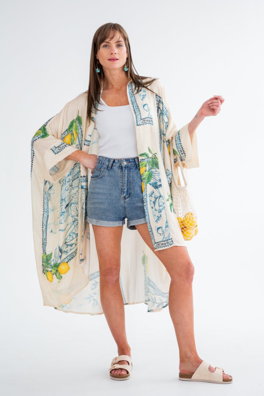 Corfu Kimono Lemon Print-TOPS-Kinda-ONE SIZE-Kinda