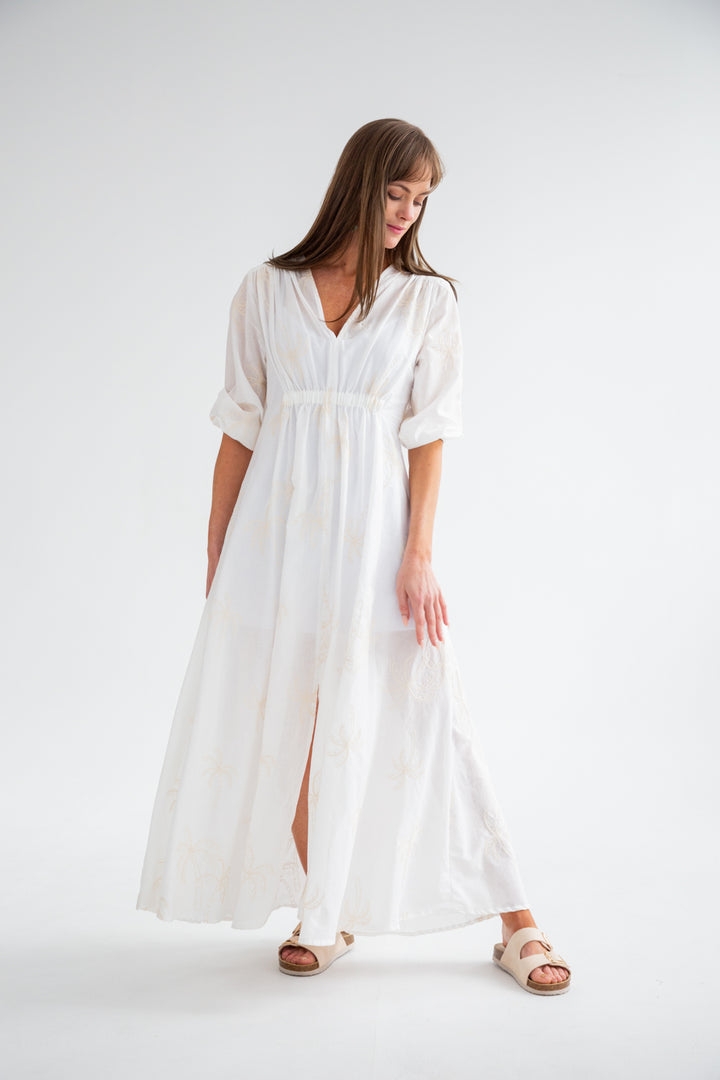 Arniston Dress White Palm - Beach Version-DRESSES-Kinda-Kinda