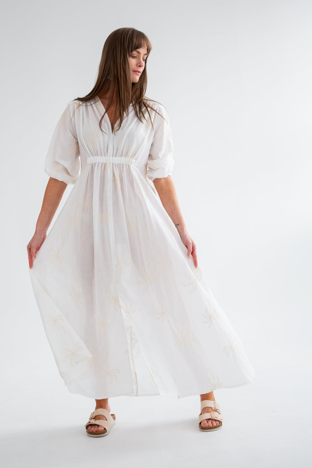 Arniston Dress White Palm - Beach Version-DRESSES-Kinda-Kinda