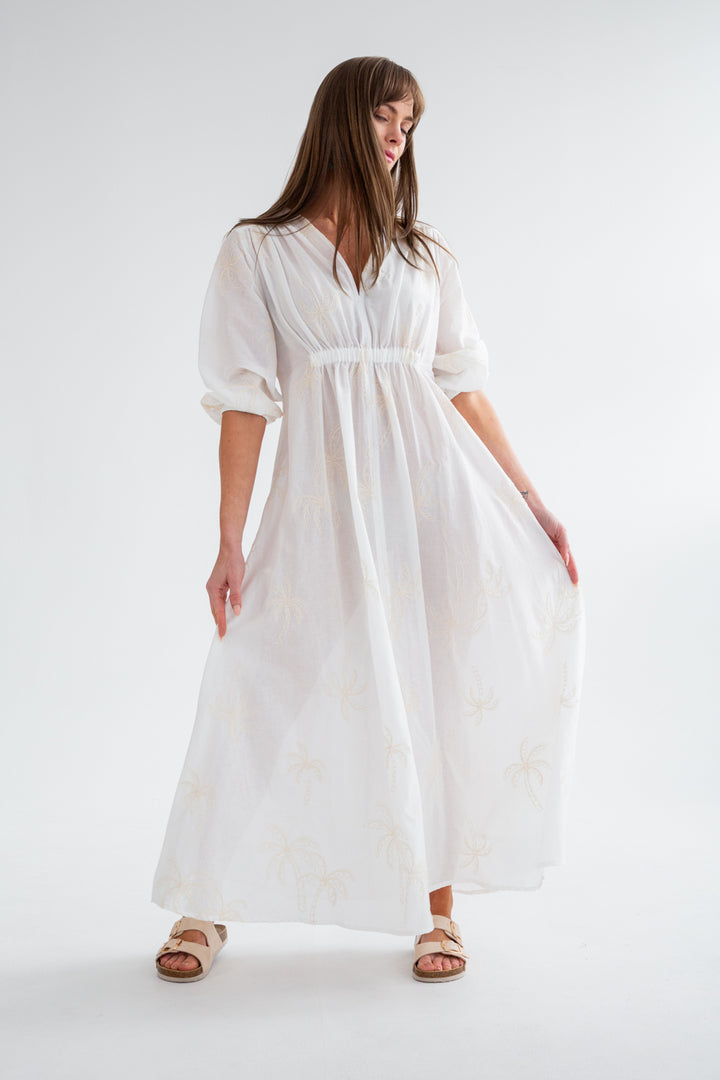 Arniston Dress White Palm - Beach Version-DRESSES-Kinda-Kinda