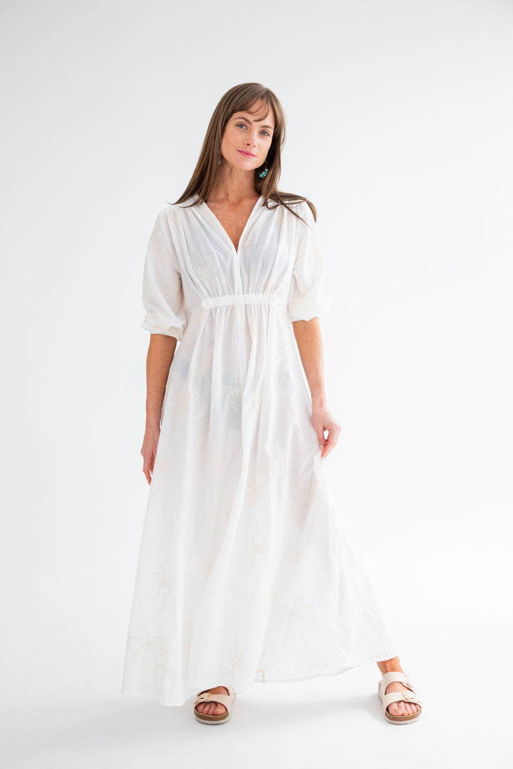 Arniston Dress White Palm - Beach Version-DRESSES-Kinda-Kinda