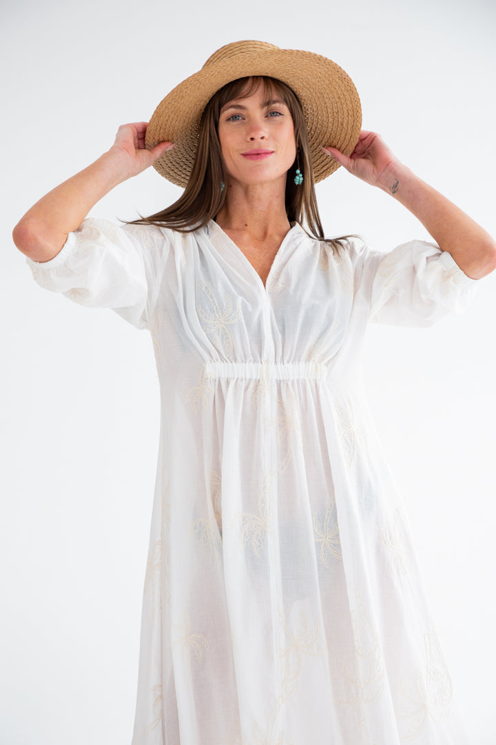 Arniston Dress White Palm - Beach Version-DRESSES-Kinda-Kinda