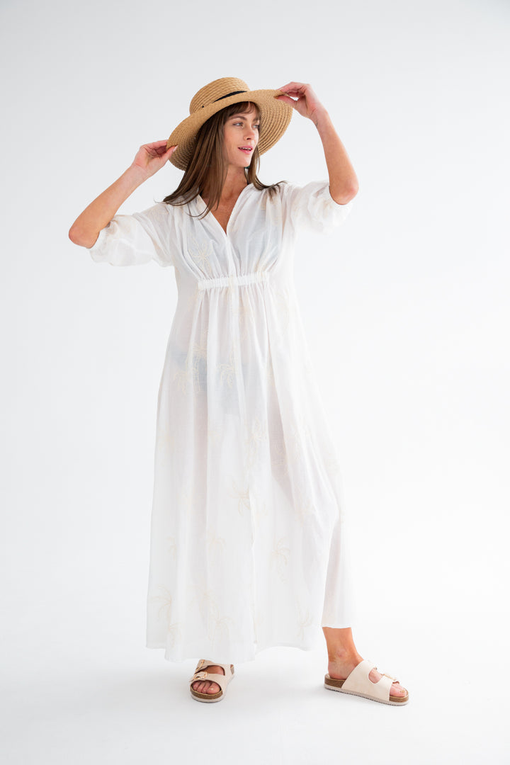 Arniston Dress White Palm - Beach Version-DRESSES-Kinda-Kinda