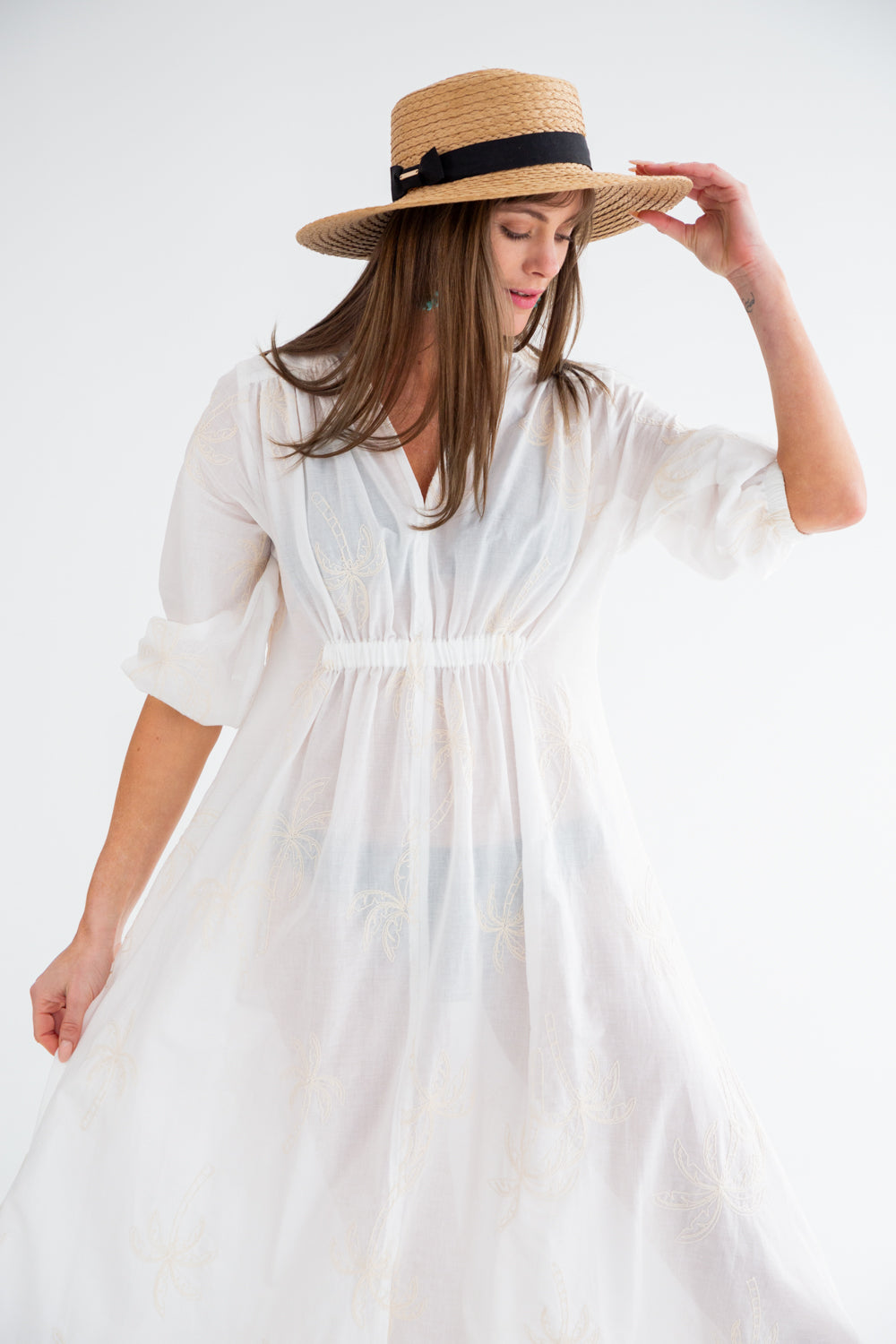 Arniston Dress White Palm - Beach Version-DRESSES-Kinda-Kinda