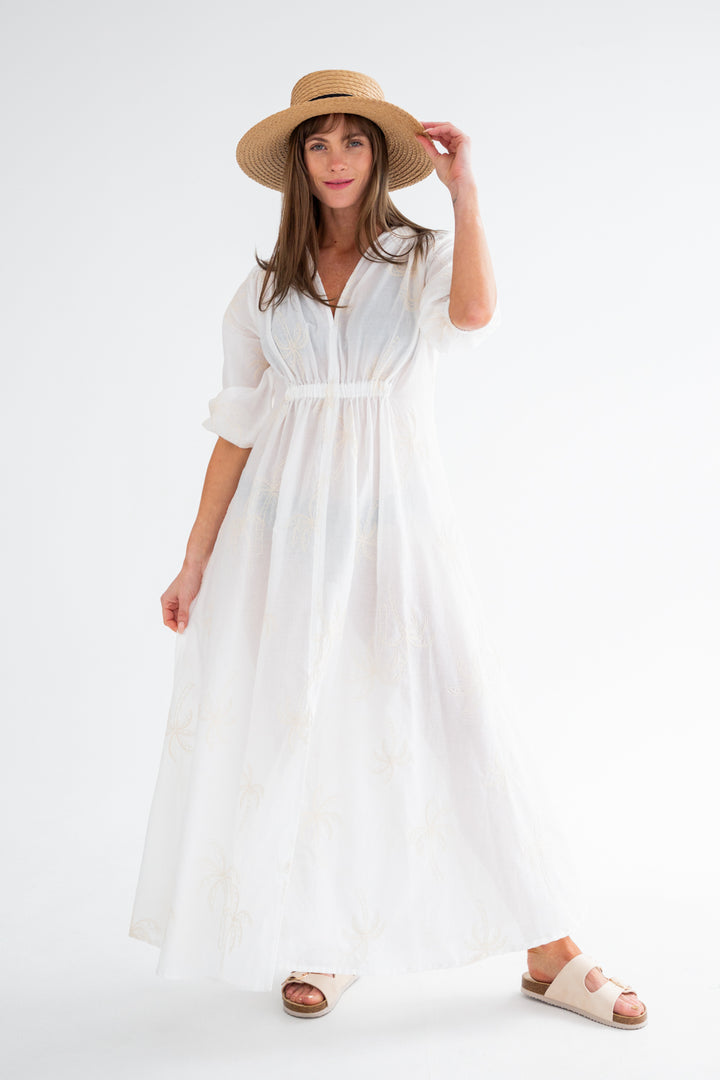 Arniston Dress White Palm - Beach Version-DRESSES-Kinda-Kinda