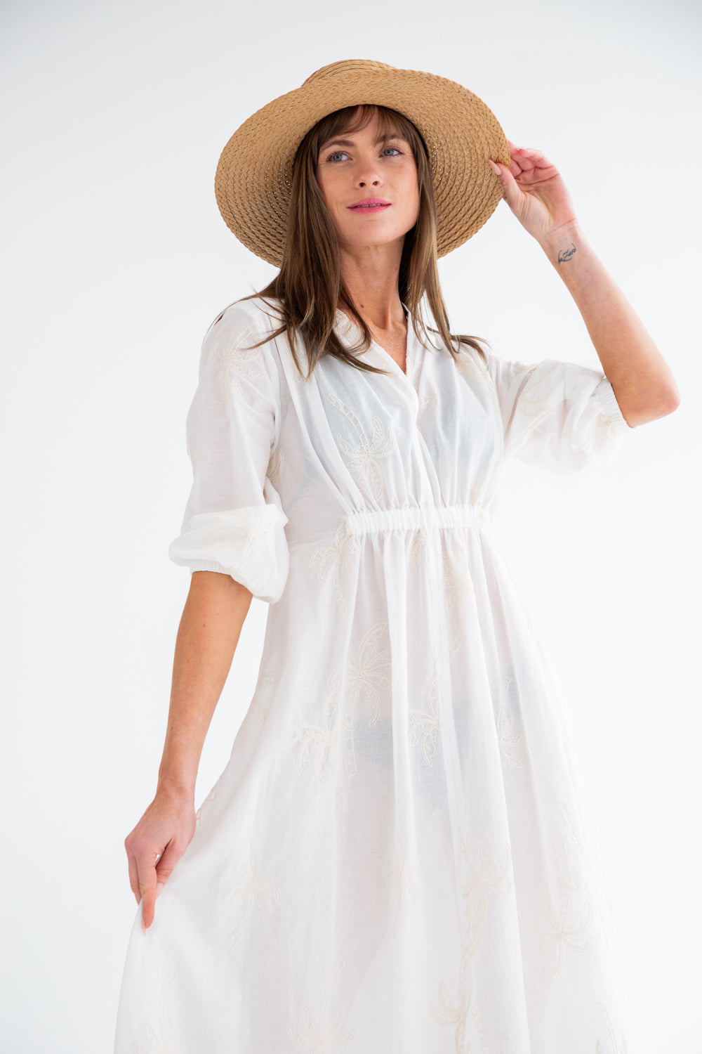 Arniston Dress White Palm - Beach Version-DRESSES-Kinda-Kinda