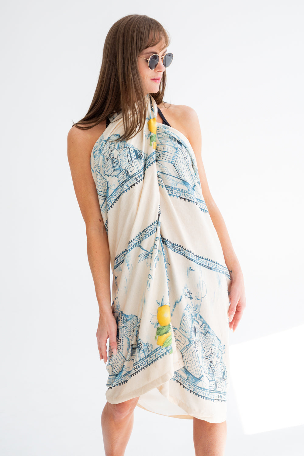 Summer Scarf Lemons Print-ACCESSORIES-kindacollection-170CM X 125CM-Kinda