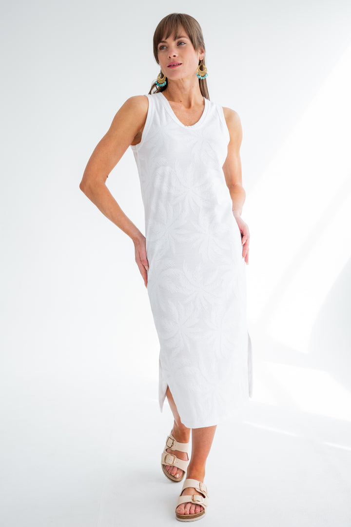 Nina Knit Dress White Palm-DRESSES-kindacollection-Kinda