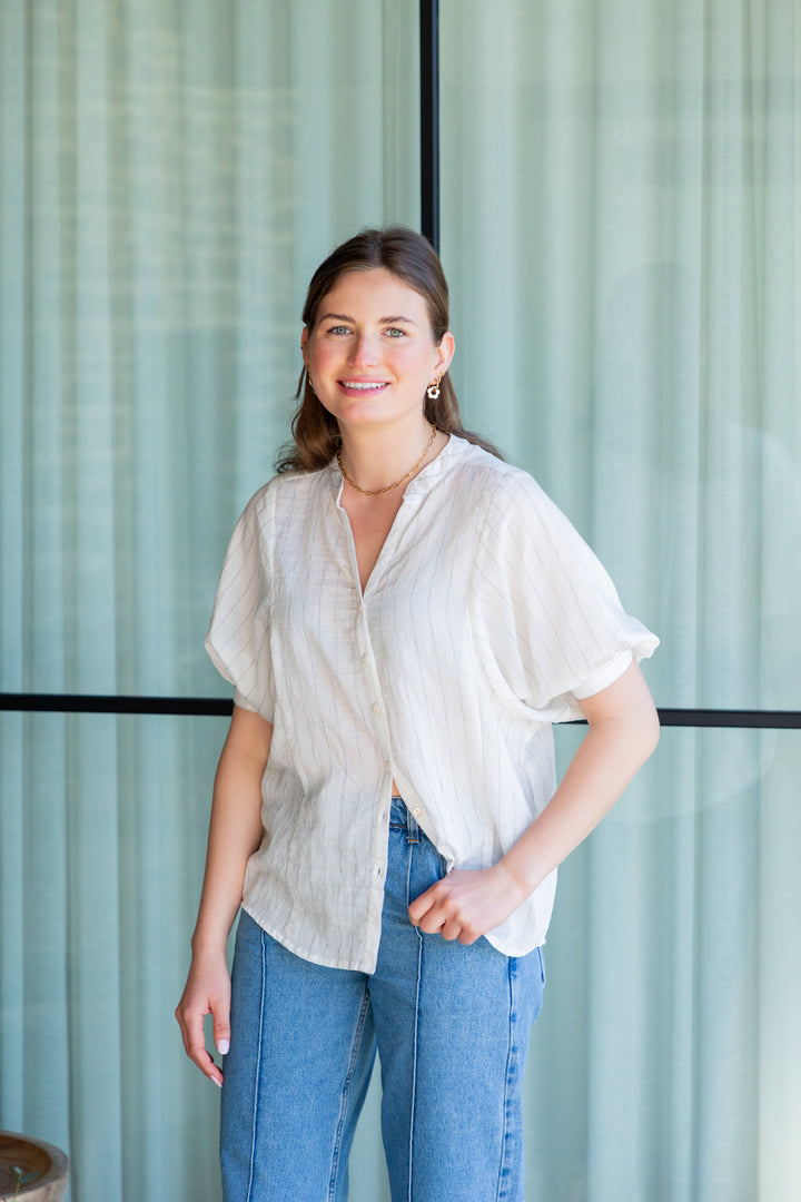 Gabi Blouse White Stripe-TOPS-kindacollection-Kinda