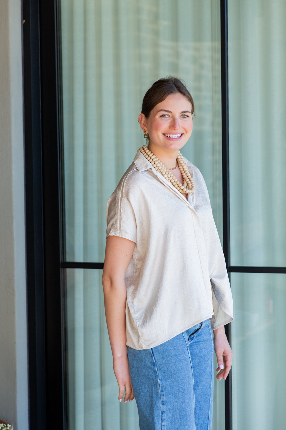 Mariam Shirt Ivory Shimmer-TOPS-kindacollection-Kinda