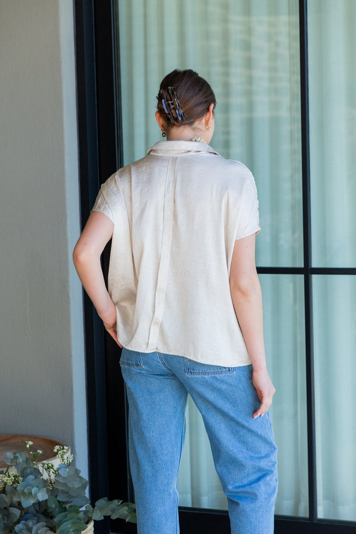 Mariam Shirt Ivory Shimmer-TOPS-kindacollection-Kinda