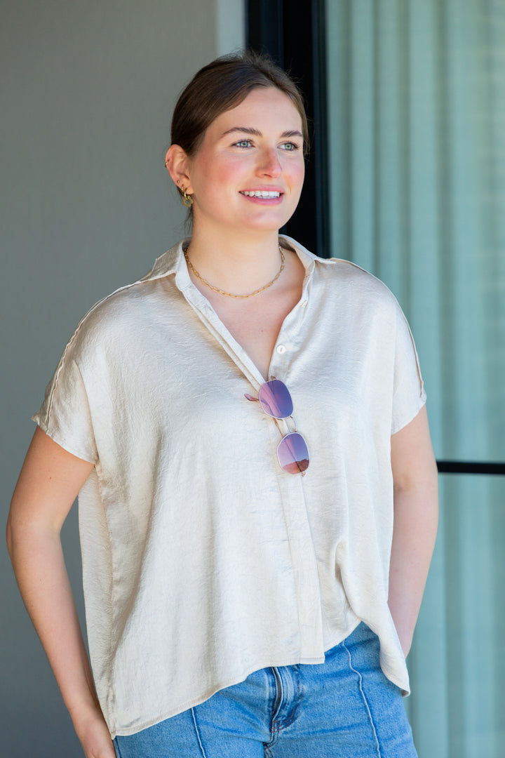 Mariam Shirt Ivory Shimmer-TOPS-kindacollection-Kinda