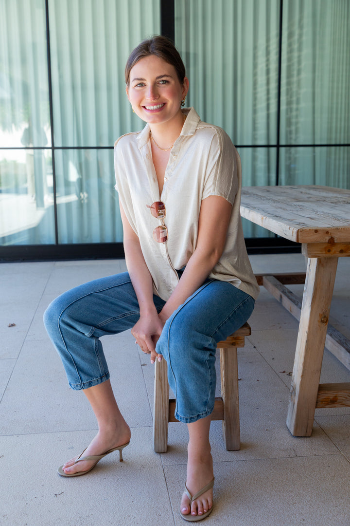 Mariam Shirt Ivory Shimmer-TOPS-kindacollection-Kinda