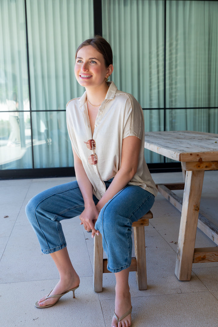 Mariam Shirt Ivory Shimmer-TOPS-kindacollection-Kinda