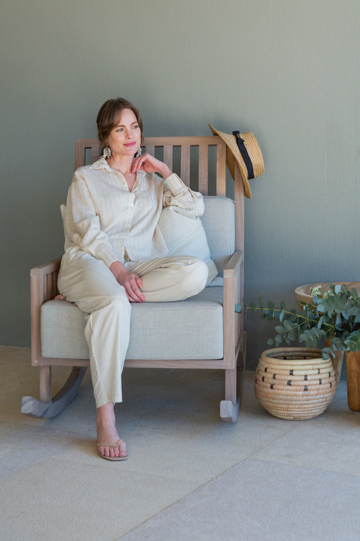 Charlie Shirt Stone Stripe-TOPS-kindacollection-Kinda