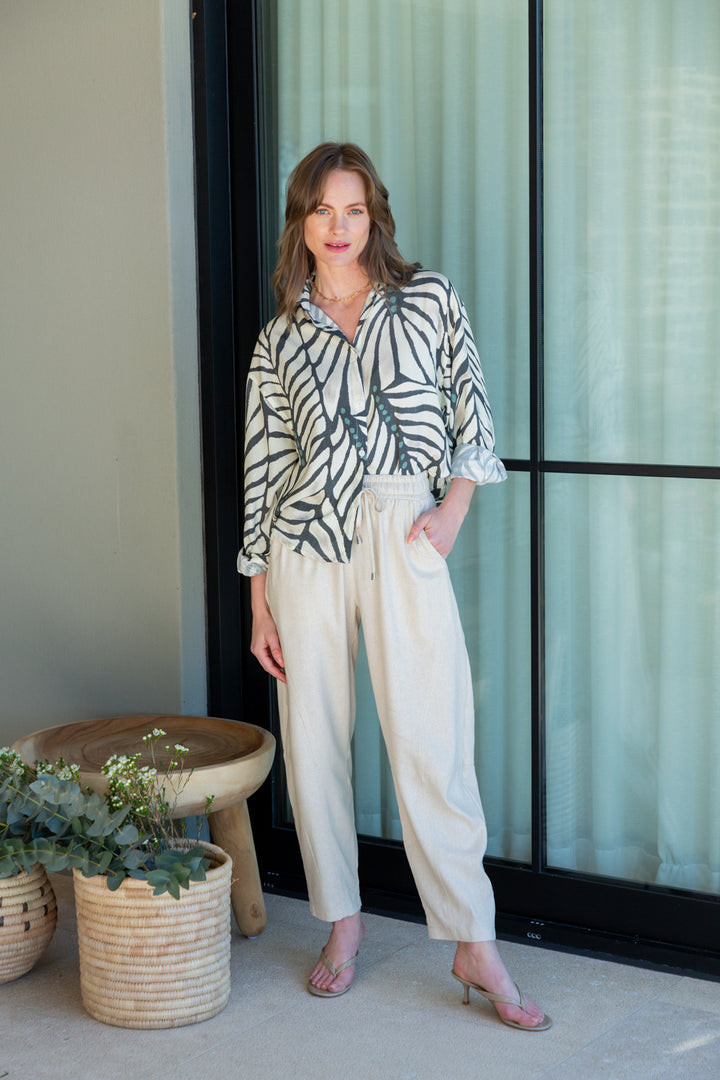 Charlie Shirt Blue Zebra Print-TOPS-kindacollection-Kinda
