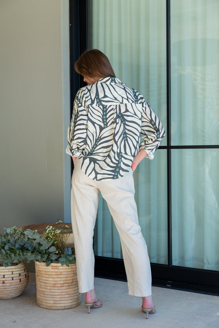 Charlie Shirt Blue Zebra Print-TOPS-kindacollection-Kinda