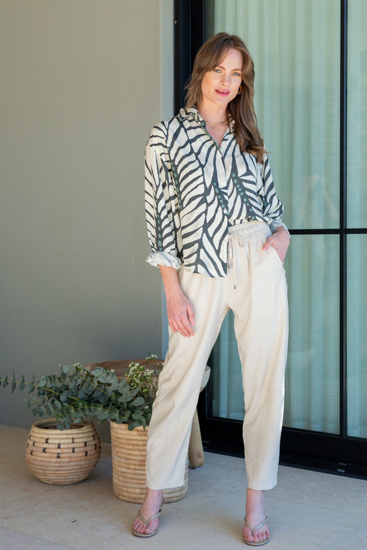 Charlie Shirt Blue Zebra Print-TOPS-kindacollection-Kinda