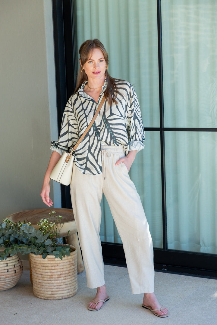 Charlie Shirt Blue Zebra Print-TOPS-kindacollection-Kinda