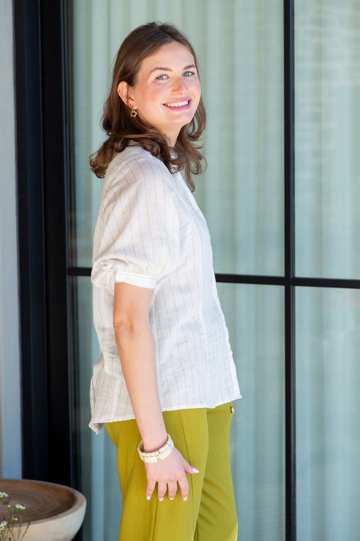 Gabi Blouse White Stripe-TOPS-kindacollection-Kinda