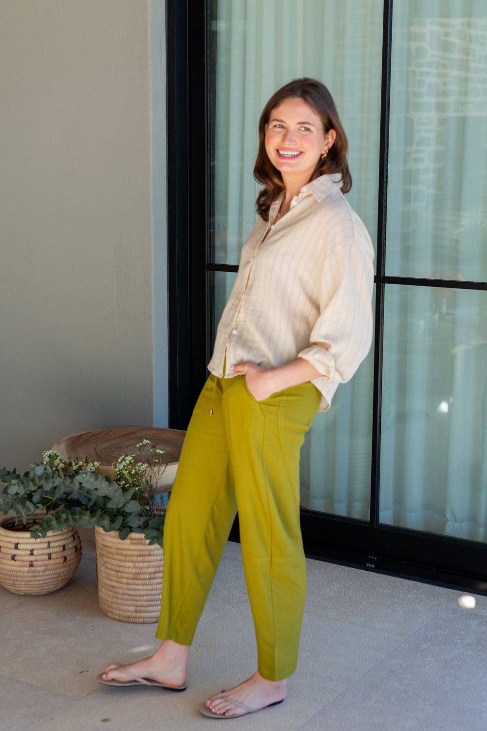 Charlie Shirt Stone Stripe-TOPS-kindacollection-Kinda
