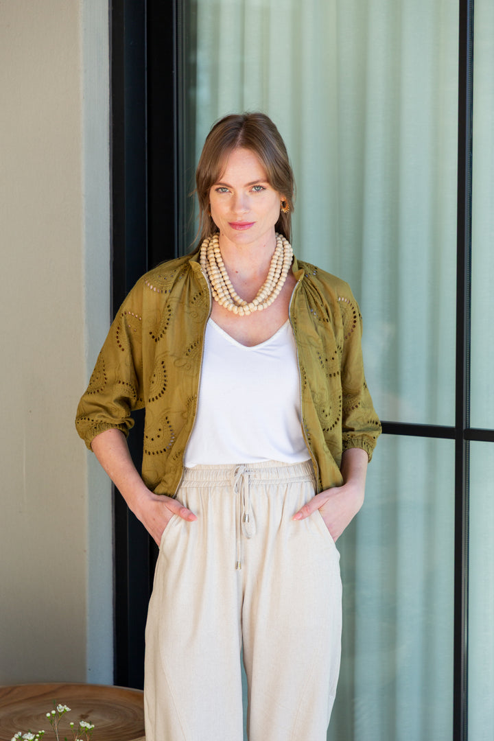 Bomber Embroidered Green