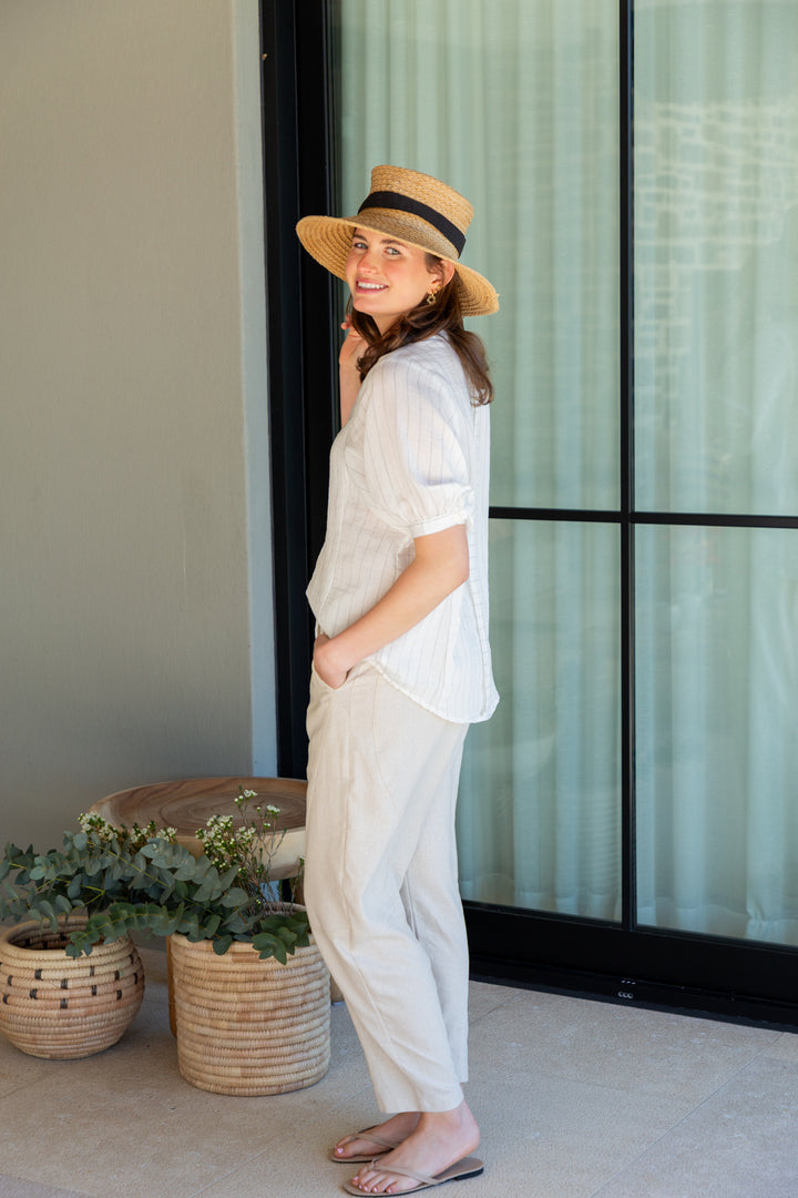Gabi Blouse White Stripe-TOPS-kindacollection-Kinda