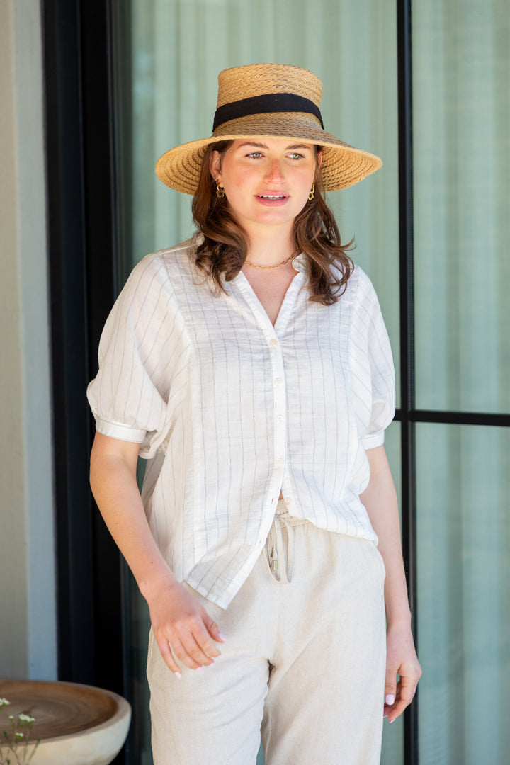 Gabi Blouse White Stripe-TOPS-kindacollection-Kinda
