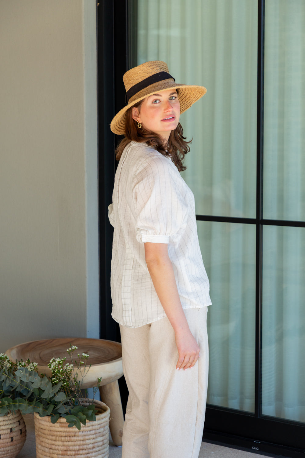 Gabi Blouse White Stripe-TOPS-kindacollection-Kinda