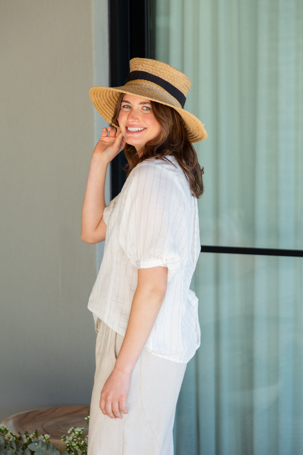 Gabi Blouse White Stripe-TOPS-kindacollection-Kinda