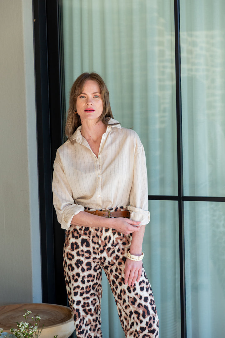 Charlie Shirt Stone Stripe-TOPS-kindacollection-Kinda