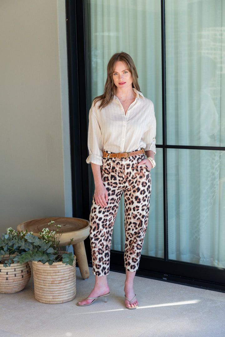 Charlie Shirt Stone Stripe-TOPS-kindacollection-Kinda