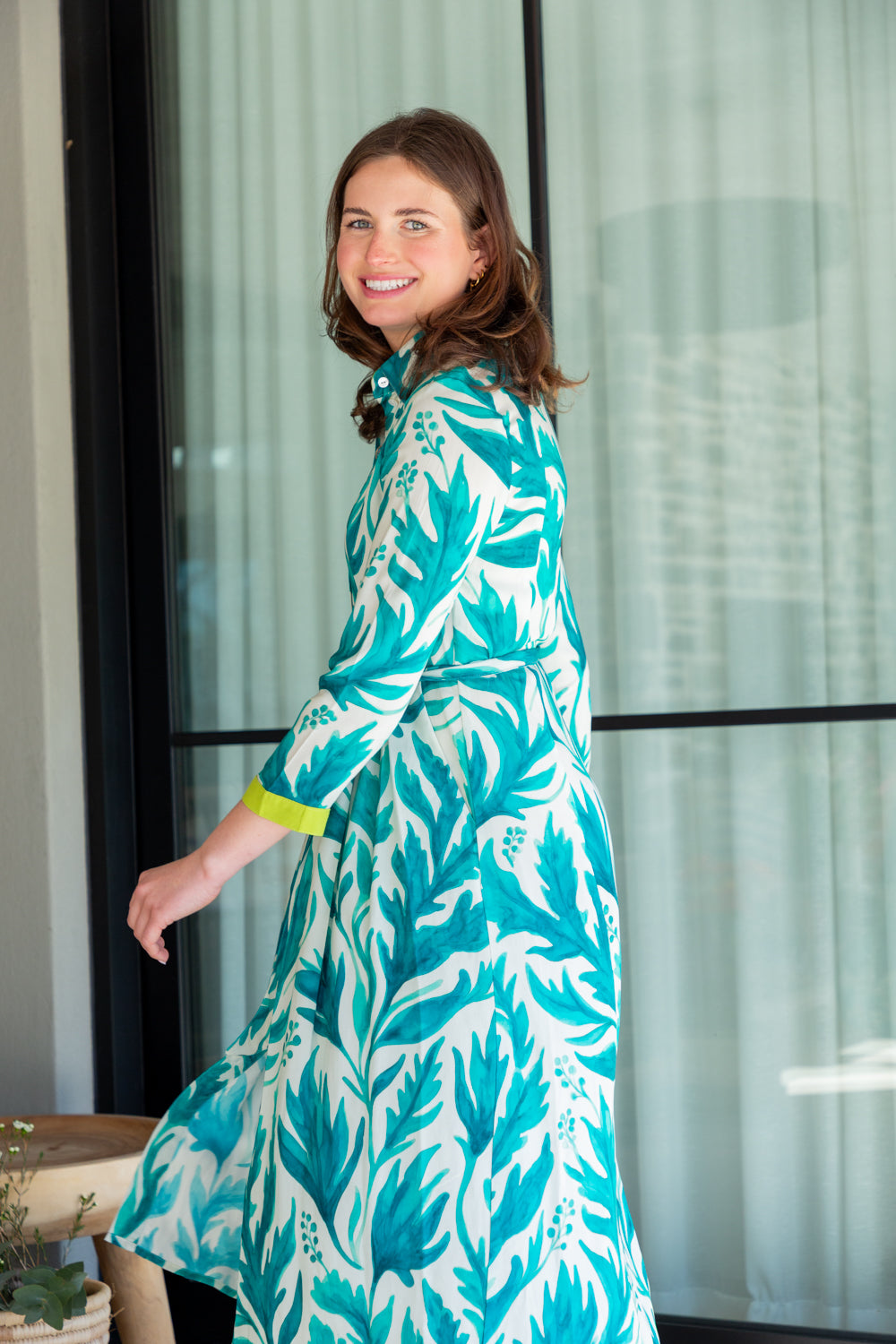 Delilah Dress Berry Leaf Print-DRESSES-kindacollection-Kinda