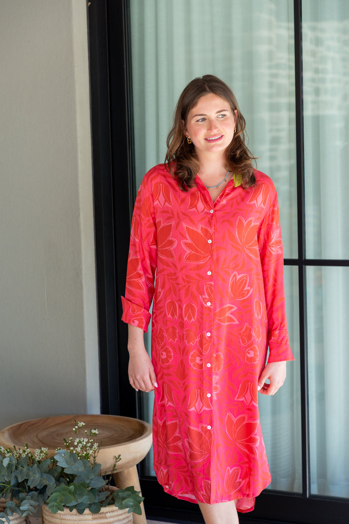 Evie Dress Pink Flower Print-DRESSES-kindacollection-Kinda