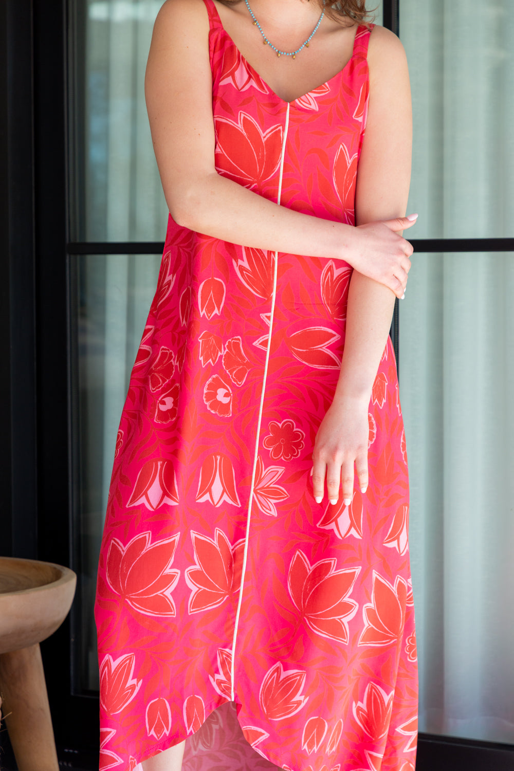 Phoebe Dress Pink Flower Print-DRESSES-kindacollection-Kinda