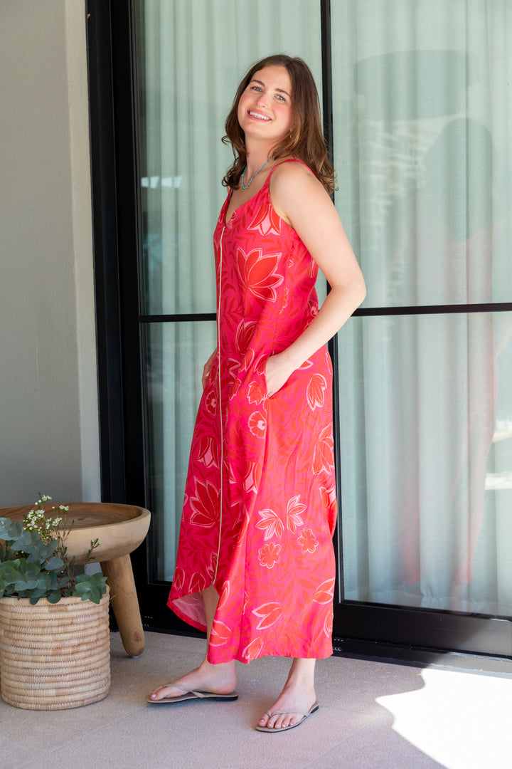 Phoebe Dress Pink Flower Print-DRESSES-kindacollection-Kinda