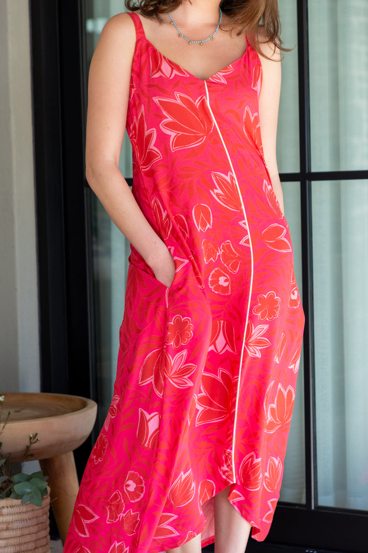Phoebe Dress Pink Flower Print-DRESSES-kindacollection-Kinda