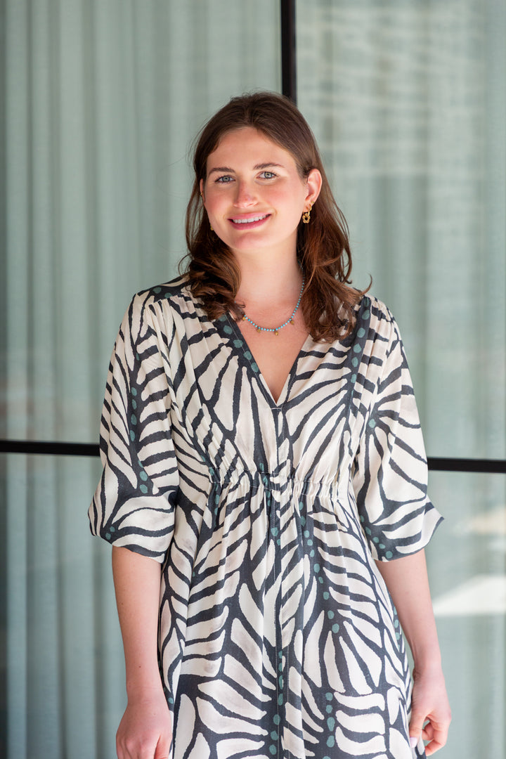 Arniston Dress Blue Zebra Print-DRESSES-Kinda-Kinda