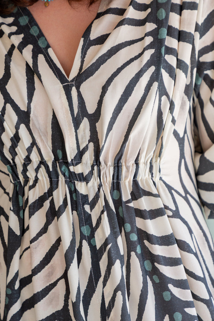 Arniston Dress Blue Zebra Print-DRESSES-Kinda-Kinda