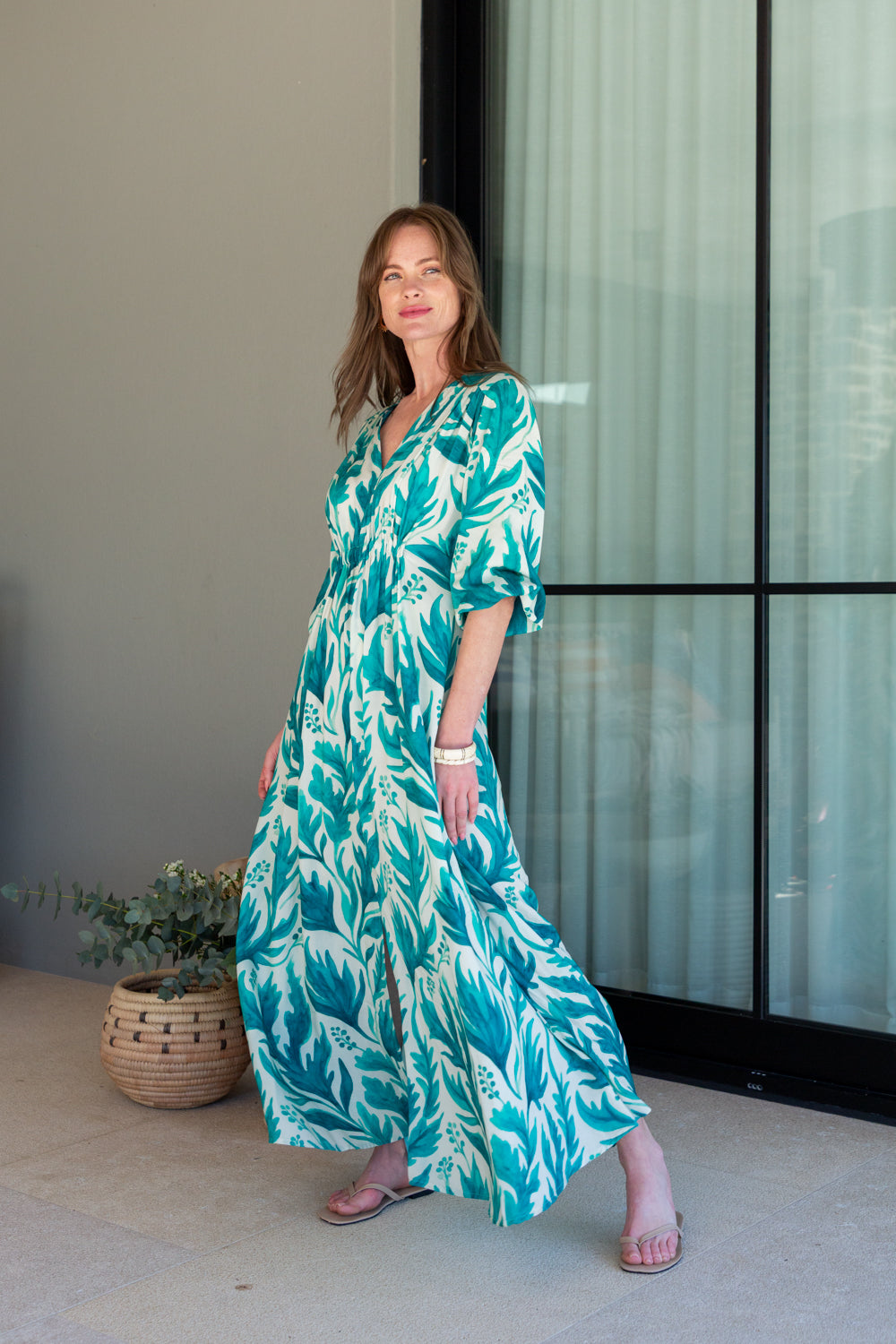 Arniston Dress Leaf Berry Print-DRESSES-Kinda-Kinda