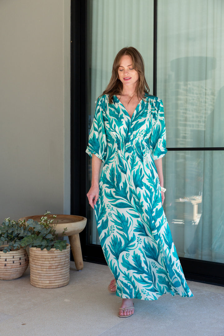 Arniston Dress Leaf Berry Print-DRESSES-Kinda-Kinda
