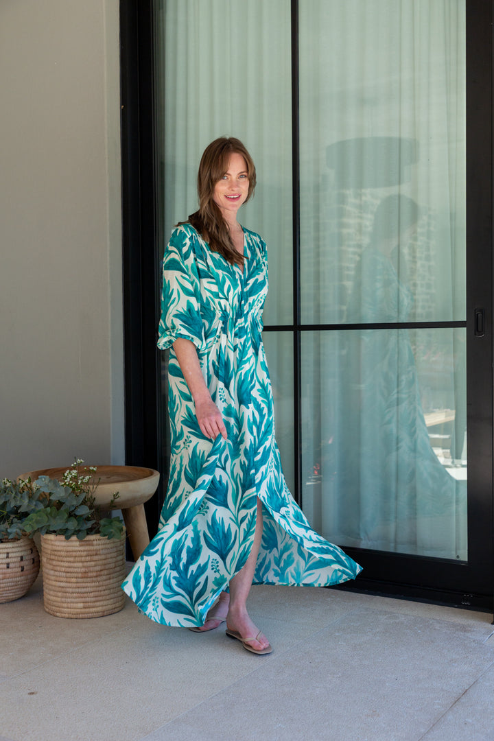 Arniston Dress Leaf Berry Print-DRESSES-Kinda-Kinda