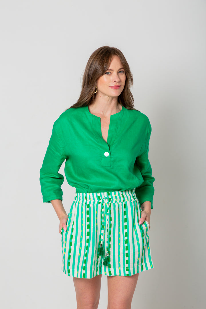 Mykonos Shorts Green Stripe