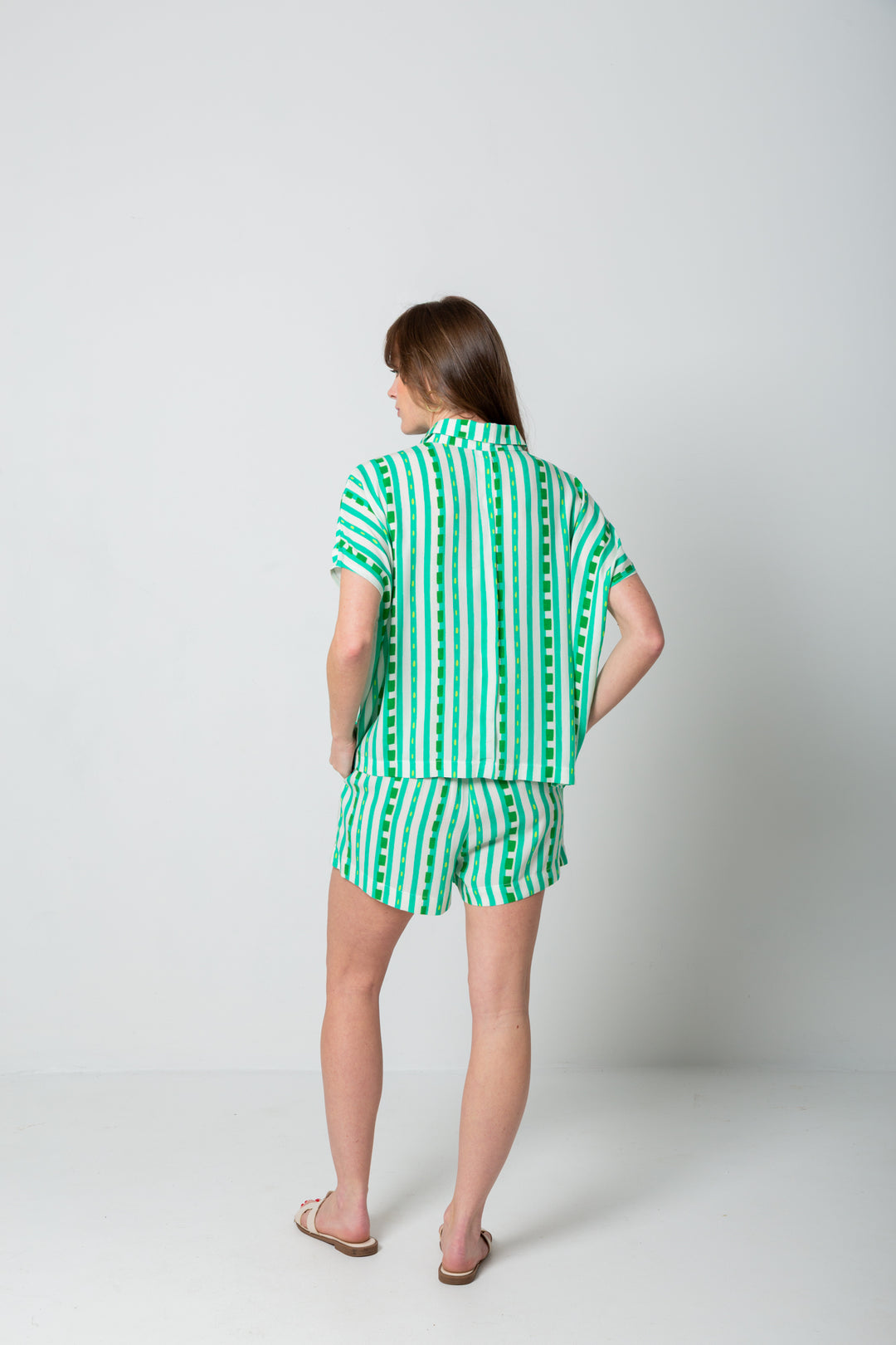 Mykonos Shorts Green Stripe